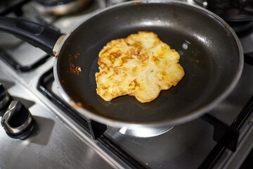 Banana pancake in a pan