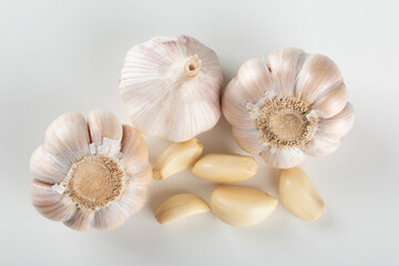Fototapeta na wymiar Garlic Cloves and Bulb isolated on white background.