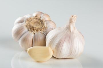 Garlic Cloves and Bulb isolated on white background.