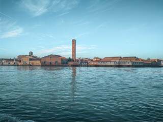 Fototapeta premium Small island on the way from Venice to Burano by vaporetto.