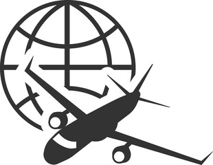 Icon of cargo delivery around the world. Air delivery service.