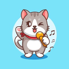 Cute cat singing cartoon design