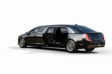 3d render of luxury limousine on white background - obrazy, fototapety, plakaty