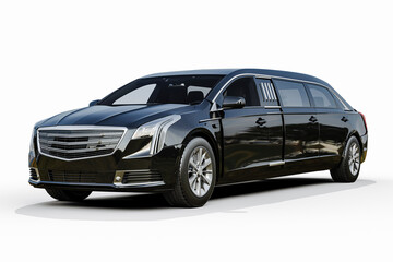 3d render of luxury limousine on white background