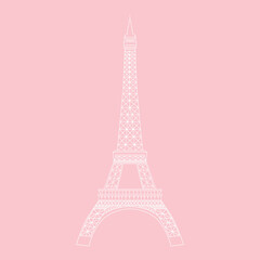 Paper cut of France landmark, travel and tourism concept. Silhouette of Eiffel tower. Vector illustration. Paper art of Paris. Origami concept.