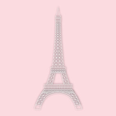 Fototapeta na wymiar Paper cut of France landmark, travel and tourism concept. Silhouette of Eiffel tower. Vector illustration. Paper art of Paris. Origami concept.