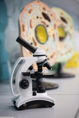 microscope at school in biology class