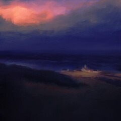 Obraz premium Oil painting of Swanage lighthouse