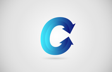 blue gradient arrow C alphabet letter logo icon for business and company. Creative design for corporate