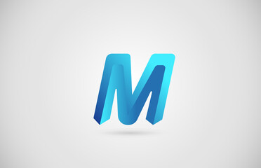 blue gradient arrow M alphabet letter logo icon for business and company. Creative design for corporate