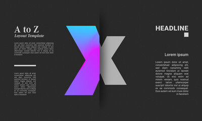 Sliced letter X alphabet colourful gradient poster layout letters abc ABC