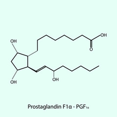 Prostaglandin F1 alpha - Prostaglandin biomolecule molecular formula. Skeletal molecule structure vector eps10.