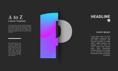 Sliced letter P alphabet colourful gradient poster layout letters abc ABC