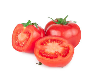 Tomatoes and slices isolated on a white background