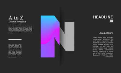 Sliced letter N alphabet colourful gradient poster layout letters abc ABC