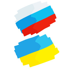 Obraz premium Flag of Russia and Ukraine. Eastern European States. National symbol. Flat drawn