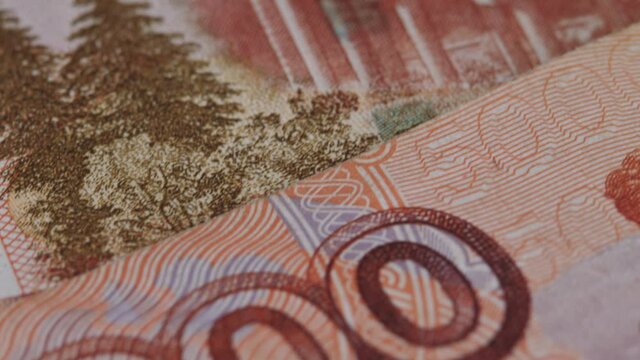 5000 Russian rubles. Stack of banknotes five thousand russian rubles.