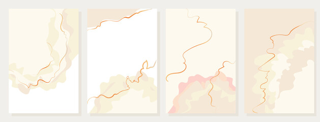 set of abstract vector backgrounds. beige trendy splashes and lines