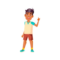 asian boy gesturing rock cartoon vector. asian boy gesturing rock character. isolated flat cartoon illustration