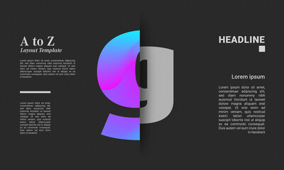 Sliced letter g alphabet colourful gradient poster layout letters abc ABC