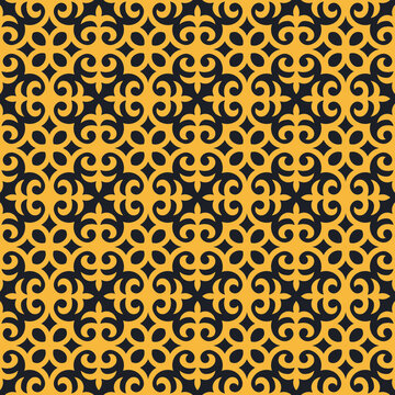 Seamless Asian pattern of the nomads of Central Asia and Kazakhstan, Kyrgyzstan. Nomadic ethnic stamp style. Asian ornaments.	
