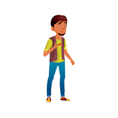 bewildered boy teen don't understand problem cartoon vector. bewildered boy teen don't understand problem character. isolated flat cartoon illustration