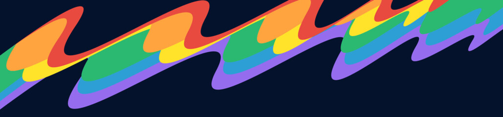 An abstract illustration of LGBTQ Pride banner or header on an isolated dark blue background - 438507746
