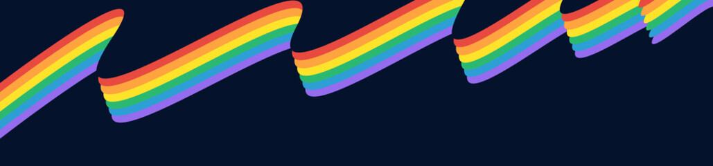 An abstract illustration of LGBTQ Pride banner or header on an isolated dark blue background - 438507782
