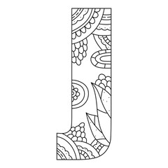 Alphabet coloring page. Capital letter. Vector illustration.