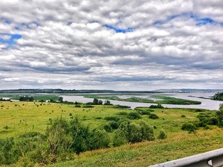 landscape with river and blue sky