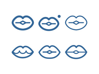 Lips, mouth line icon set