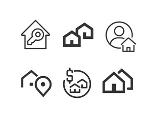 Real Estate icon set. Realtor. Vector line icon collection