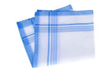 Vintage White blue Handkerchief for men isolated on a white background.	

