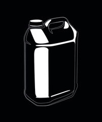 white plastic canister  on black background