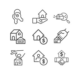 Real Estate icon set. Realtor. Vector line icon collection
