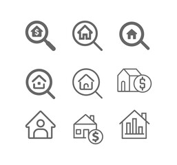 Real Estate icon set. Realtor. Vector line icon collection