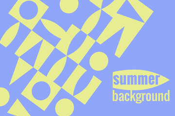 Summer banner. Floral pattern, tree leaves. Vector illustration for label design, advertising, presentations in pastel blue and yellow colors.