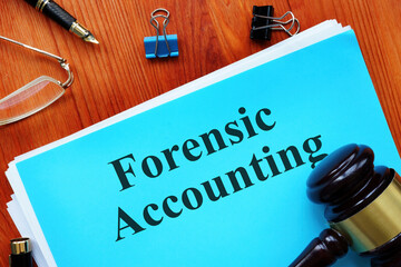 Forensic accounting is shown on the business photo using the text