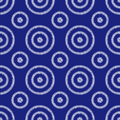 Naadloos blauw en wit Afrikaans patroon. Indigo shweshwe-print. Polka dot sieraad. Vector illustratie.