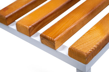 Wooden bench for locker room. Park bench. Bench isolated.