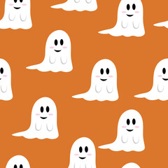 Halloween vector seamless pattern. Funny ghost.
