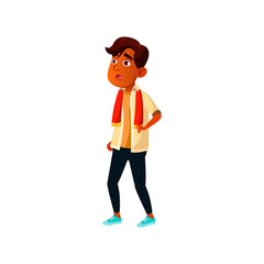 disappointed indian boy watching sport game cartoon vector. disappointed indian boy watching sport game character. isolated flat cartoon illustration