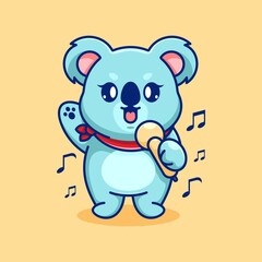 Cute koala singing cartoon design