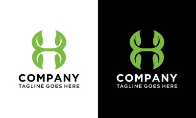 letter H leaf logo design template. natural - vector