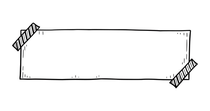 Hand drawn paper memo sticky. Doodle sketch style. Reminder paper sticker for pin notice, text. Vector illustration.