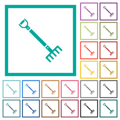 Single rake flat color icons with quadrant frames