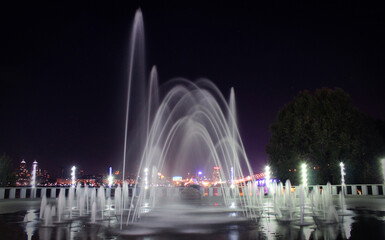 Night fountain Dnipro city