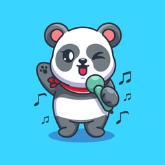 Cute panda singing cartoon design