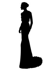 A romantic wedding, a bride in a wedding dress, silhouette graphics