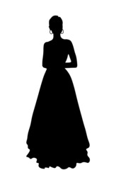A romantic wedding, a bride in a wedding dress, silhouette graphics